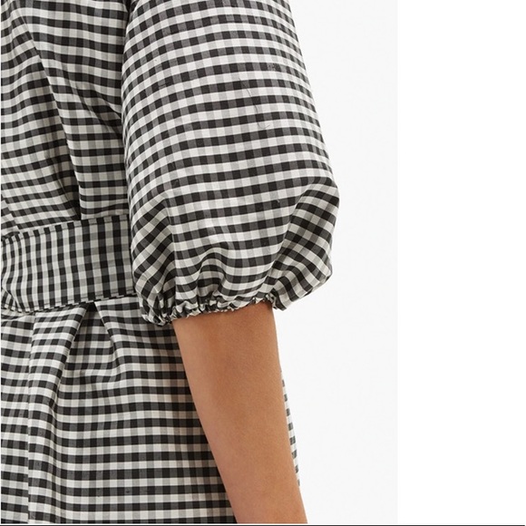 Ganni Gingham Silk-Crepe Wrap Dress Sz 38 / M - Picture 5 of 6